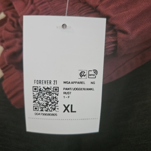 BRAND NEW FOREVER 21 RUST COLORED JOGGER PANTS, SIZE XL - Picture 3 of 6